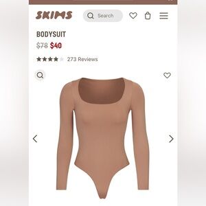 Skims long sleeve scoop neck bodysuit